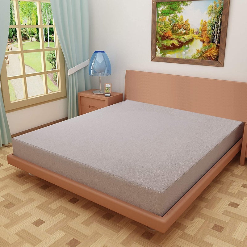 INDIA FURNISH India Furnish Terry Waterproof Mattress Protector with Elastic Skirting Queen Size Grey 72x60 - Image 1