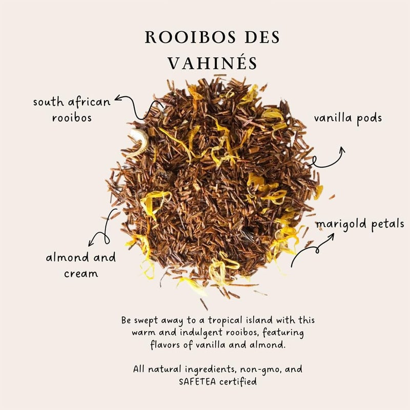 Palais des Thés - Tahitian Rooibos - Caffeine-Free Rooibos Tea with Vanilla & Almond - Premium Tea Bags, Serves 20 Cups - Image 2