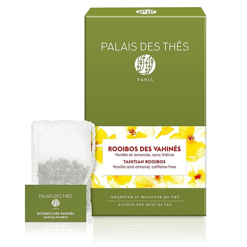 Palais des Thés - Tahitian Rooibos - Caffeine-Free Rooibos Tea with Vanilla & Almond - Premium Tea Bags, Serves 20 Cups - Image 1