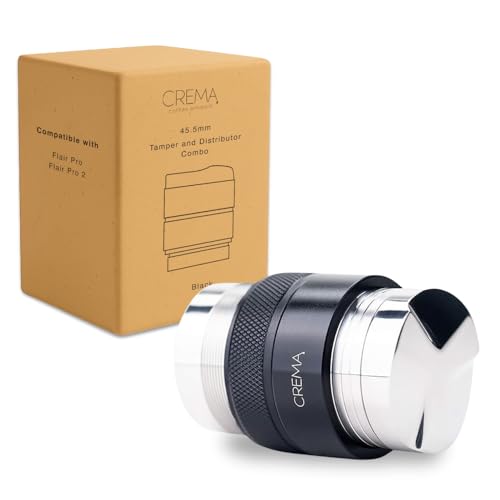 CREMA Coffee Products 46mm Hand Tamper & Coffee Distributor V2 | Compatible with Flair Pro and Pro 2 | Double-Sided, Adjustable Depth Tool | Made with Durable 304 Stainless Steel | Black - Image 1