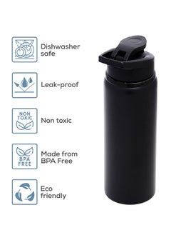 HYDROBREW Stainless Steel Sports Water Bottle, Black, 700 ML  - Image 3