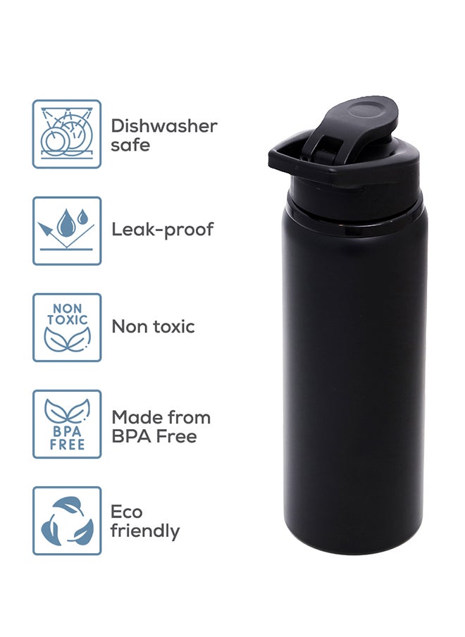 HYDROBREW Stainless Steel Sports Water Bottle, Black, 700 ML  - Image 3