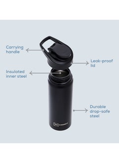 HYDROBREW Stainless Steel Sports Water Bottle, Black, 700 ML  - Image 5