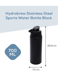 HYDROBREW Stainless Steel Sports Water Bottle, Black, 700 ML  - Image 4