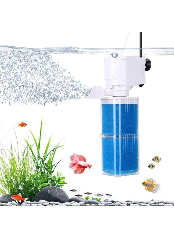 2-In-1 Aquarium Power Filter - Multi-Stage Filtration, Adjustable Oxygenator/Ripper, Silent Diving Tank Filter And Water Circulation System, White - Image 1