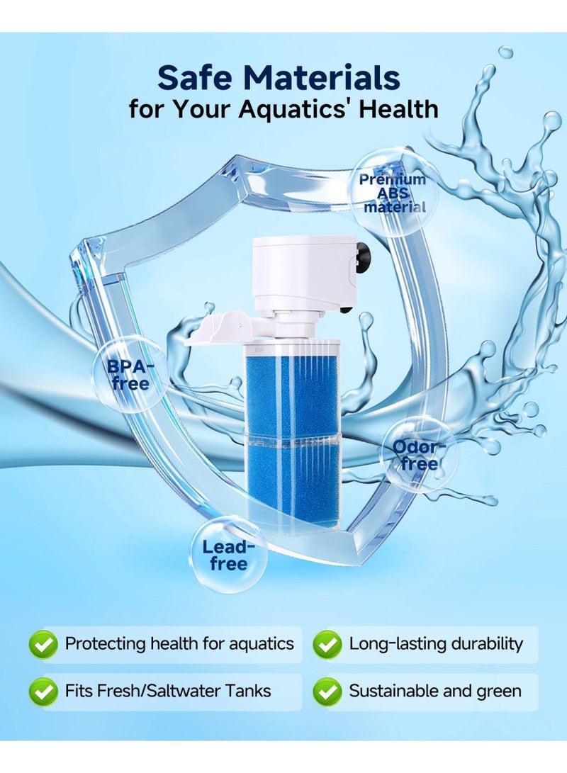 2-In-1 Aquarium Power Filter - Multi-Stage Filtration, Adjustable Oxygenator/Ripper, Silent Diving Tank Filter And Water Circulation System, White - Image 5