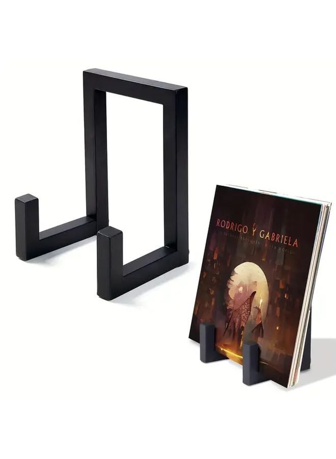 Black Metal LP Record Stand A Frame Vinyl Display Holder For Office Decor - Image 2