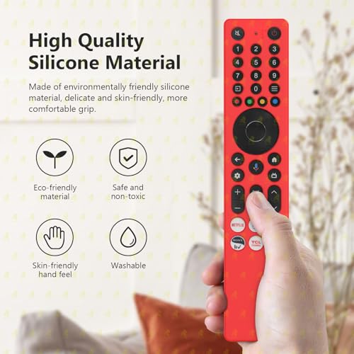 RAYA Silicone Remote Cover Compatible with TCL TV Remote 2025 Model TCL V6C /TCL T6C /TCL P7K /TCL Q6CS /TCL T89C Series QLED TV Remote Case with Lanyard [Remote NOT Included] (RED) - Image 3