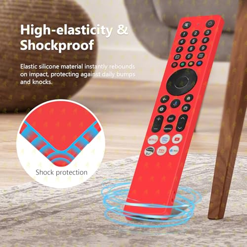 RAYA Silicone Remote Cover Compatible with TCL TV Remote 2025 Model TCL V6C /TCL T6C /TCL P7K /TCL Q6CS /TCL T89C Series QLED TV Remote Case with Lanyard [Remote NOT Included] (RED) - Image 5