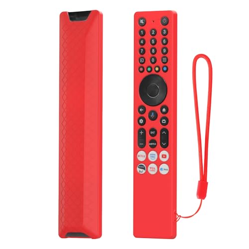 RAYA Silicone Remote Cover Compatible with TCL TV Remote 2025 Model TCL V6C /TCL T6C /TCL P7K /TCL Q6CS /TCL T89C Series QLED TV Remote Case with Lanyard [Remote NOT Included] (RED) - Image 1