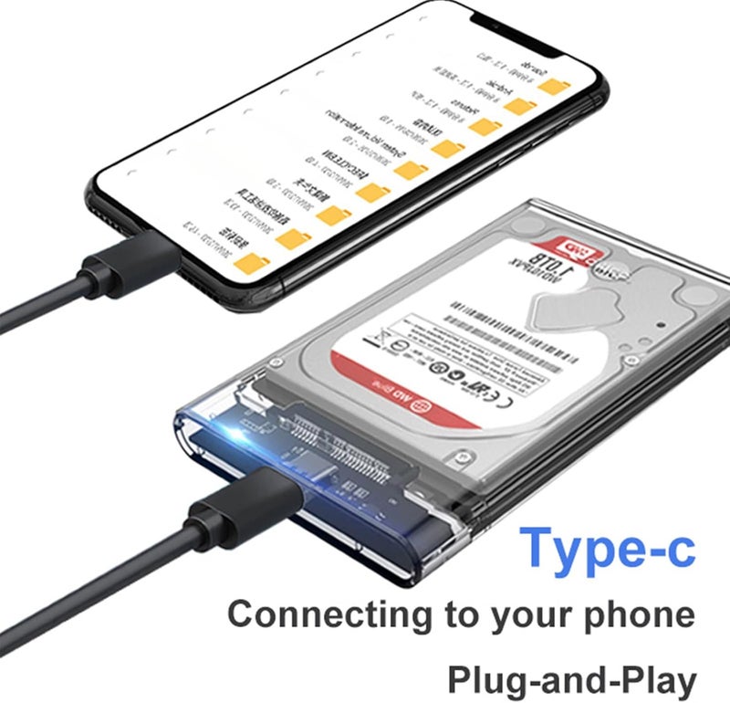 غلاف القرص الصلب Newentor 2.5 بوصة، USB C 3.1 Gen 2 إلى SATA III 6Gbps، غلاف قرص صلب خارجي لأقراص SSD و HDD مقاس 2.5 بوصة 7 مم 9.5 مم، بدون أدوات، يدعم UASP، يتضمن كابلين - Image 3