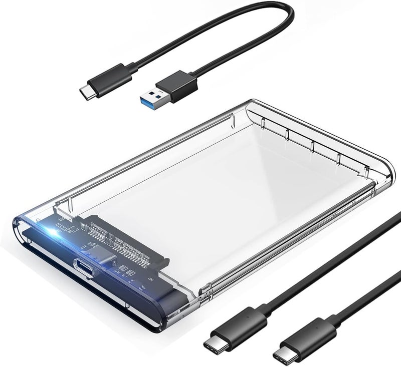 غلاف القرص الصلب Newentor 2.5 بوصة، USB C 3.1 Gen 2 إلى SATA III 6Gbps، غلاف قرص صلب خارجي لأقراص SSD و HDD مقاس 2.5 بوصة 7 مم 9.5 مم، بدون أدوات، يدعم UASP، يتضمن كابلين - Image 1