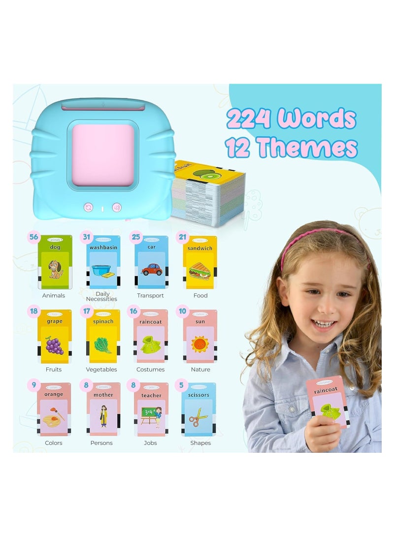 Flash Cards Educational Learning Toys for 3 4 5 6 Year Old Boys and Girls with Sound Effect, 224 Sight Words Learning, Birthday Christmas Toddler Toys Blue"Interactive Learning: ELTERAZONE Flash Cards - Image 3