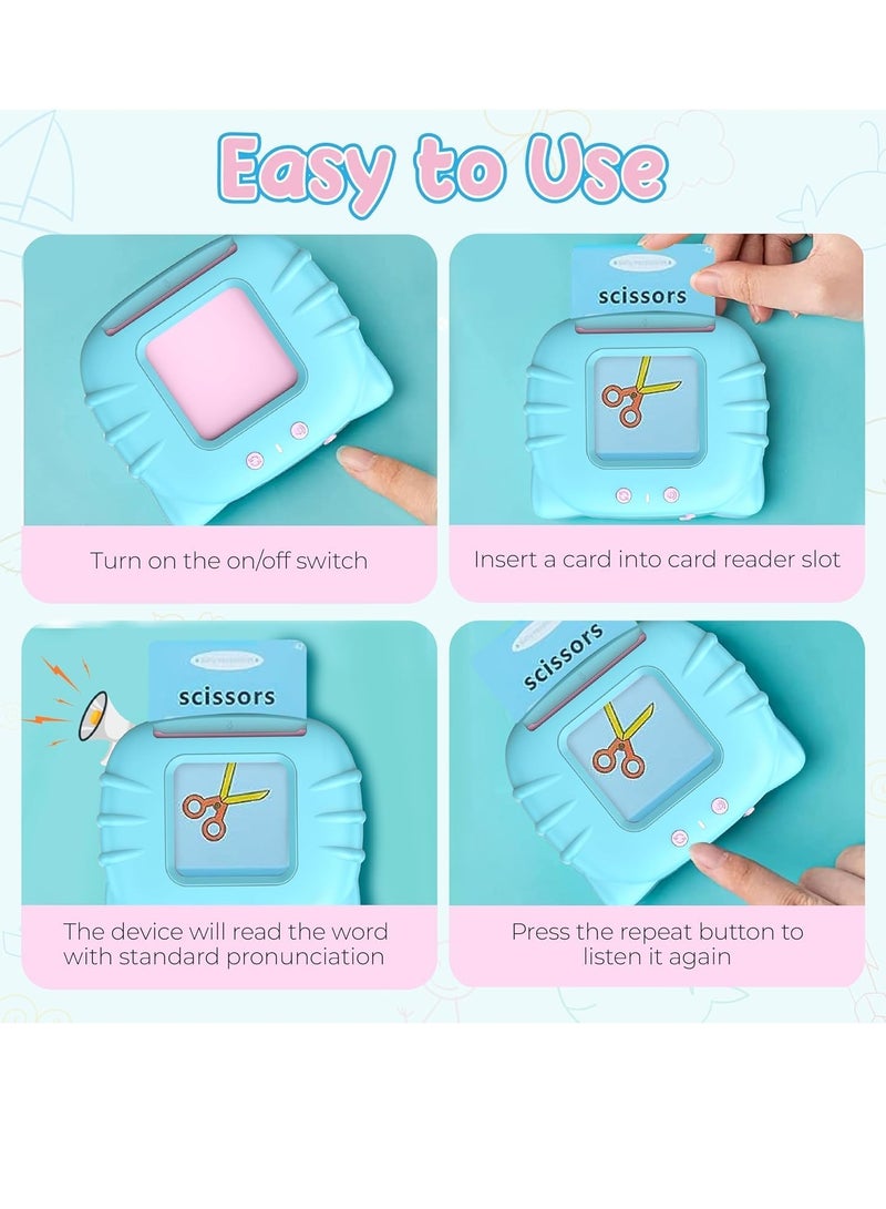 Flash Cards Educational Learning Toys for 3 4 5 6 Year Old Boys and Girls with Sound Effect, 224 Sight Words Learning, Birthday Christmas Toddler Toys Blue"Interactive Learning: ELTERAZONE Flash Cards - Image 4