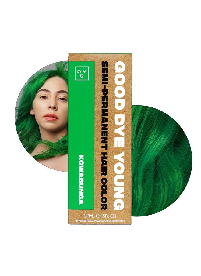 Good Dye Young Good Dye Young Semi-Permanent Hair Color, Vegan and Cruelty-Free Green Hair Dye, Last up to 24 Washes, Non-Damaging Conditioning Hair Color (5FL OZ, Kowabunga)  - Image 1