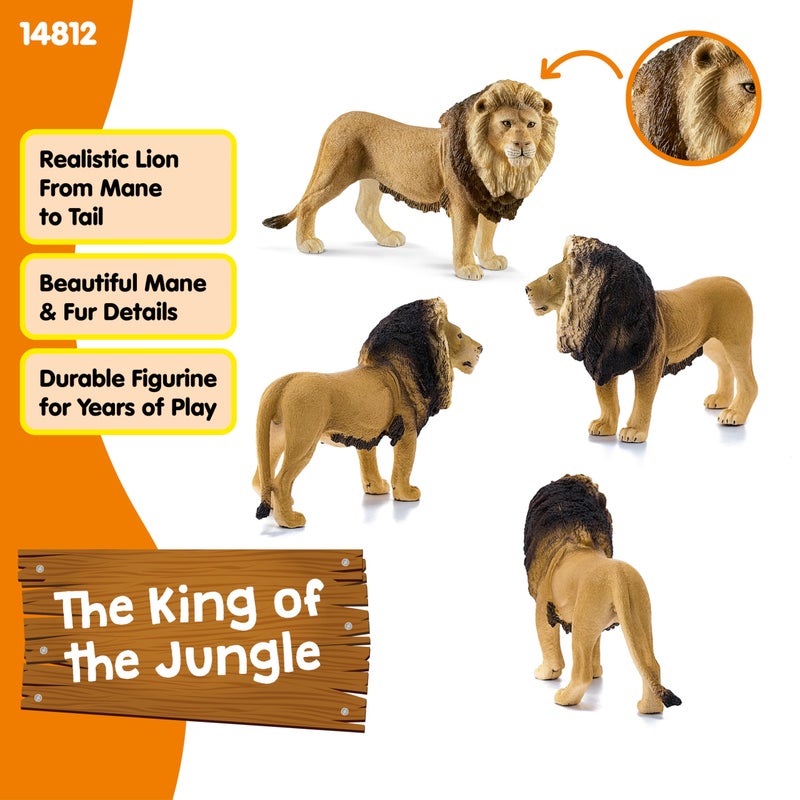 Schleich شلايخ وايلد لايف - تمثال أسد بطول 4.5 بوصة - لعبة تمثال أسد أفريقي واقعي ودائم - ملك الغابة الواقعي - ألعاب ممتعة وتعليمية للأولاد والبنات، هدية للأطفال من عمر 3 سنوات فما فوق - Image 3
