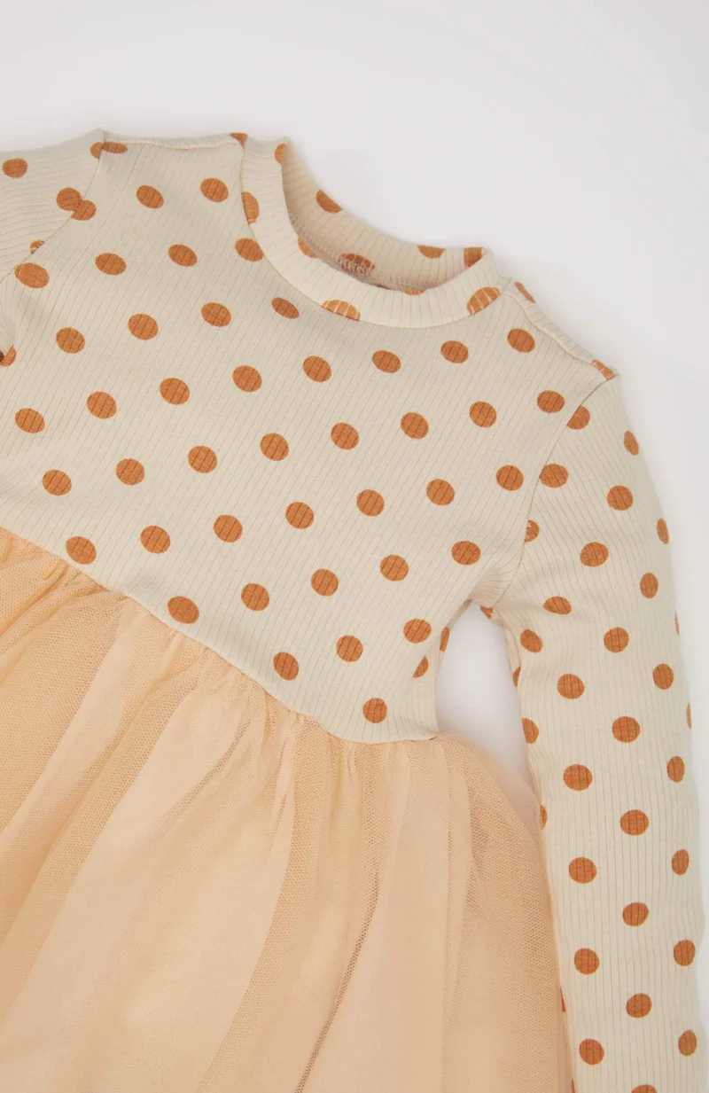 ديفاكتو Baby Girl Floral Long Sleeve Tulle Dress