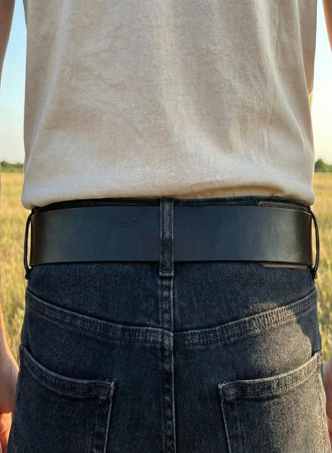 BC Belts حزام جلدي من بي سي بيلتس بلمسة نهائية ناعمة، عرض 1.5 بوصة، مزود بأزرار كبس (أسود - مقاس كبير) - Image 2