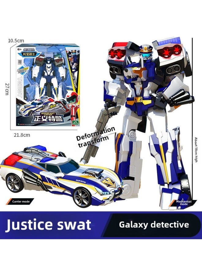 Genuine Topo Warrior Galaxy Detective Sonic Thunder Justice SWAT Transforming Robot Auto King Kong Toy-Color:7614【national Special Police】  - Image 1