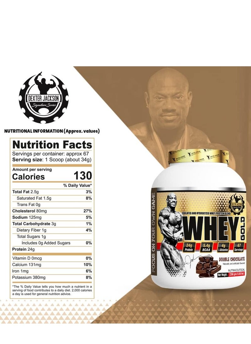 DEXTER JACKSON Dexter Jackson Gold Series Whey Gold - Double Chocolate, 2268g (5 Lbs), 67 Servings  - Image 4