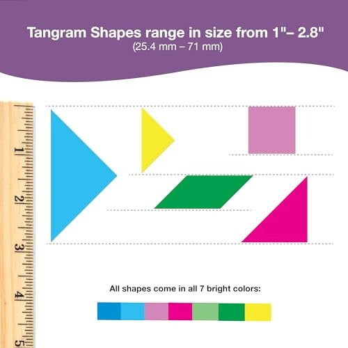 FreshCut Crafts 714 Pcs Tangram Shapes Easy Punch-Out Math Manipulatives for Learning Multicolor Triangles, Squares, Parallellograms Easy-Punch Paper Shape Cutouts in 7 Bright Colors US Made Card Stock - Image 3