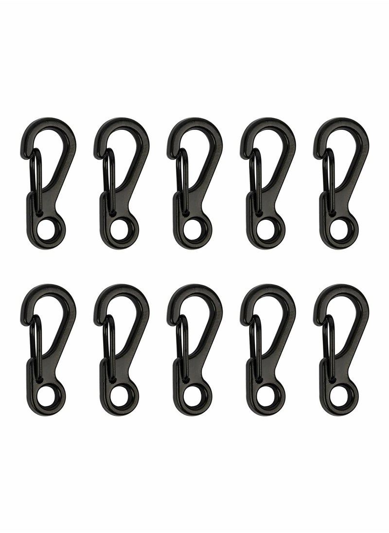 SYOSI 10 Pieces Mini Alloy Carabiner Clip, Spring Snap Hook Carabiners Clip, Tiny Spring Snap Hook Carabiners for Backpack Keychains Accessories, Camping Bottle Backpack Clasps Keychain (Black)  - Image 1