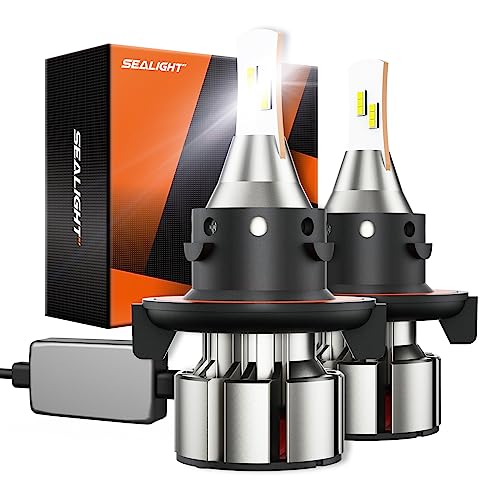 SEALIGHT مصابيح SEALIGHT H13 9008، 800% 36000LM مصابيح ضوء مزدوجة السطوع، مصابيح ضباب بيضاء 9008 مع مروحة تبريد، سهلة التركيب، سلسلة L2، عبوة من 2 - Image 1