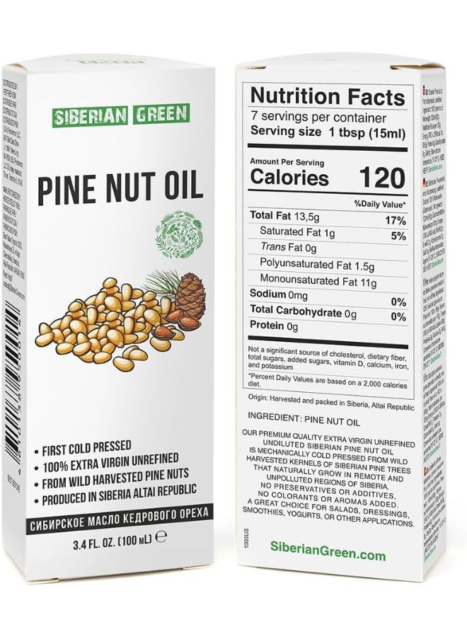 Siberian Green Pine Nut Oil | 100% Natural Organic Extra Virgin Cold Pressed 100 ml / 3.4 fl oz | Unrefined Raw No-GMO Vegan | Exclusive Healthy Diet Food Grade - Image 5