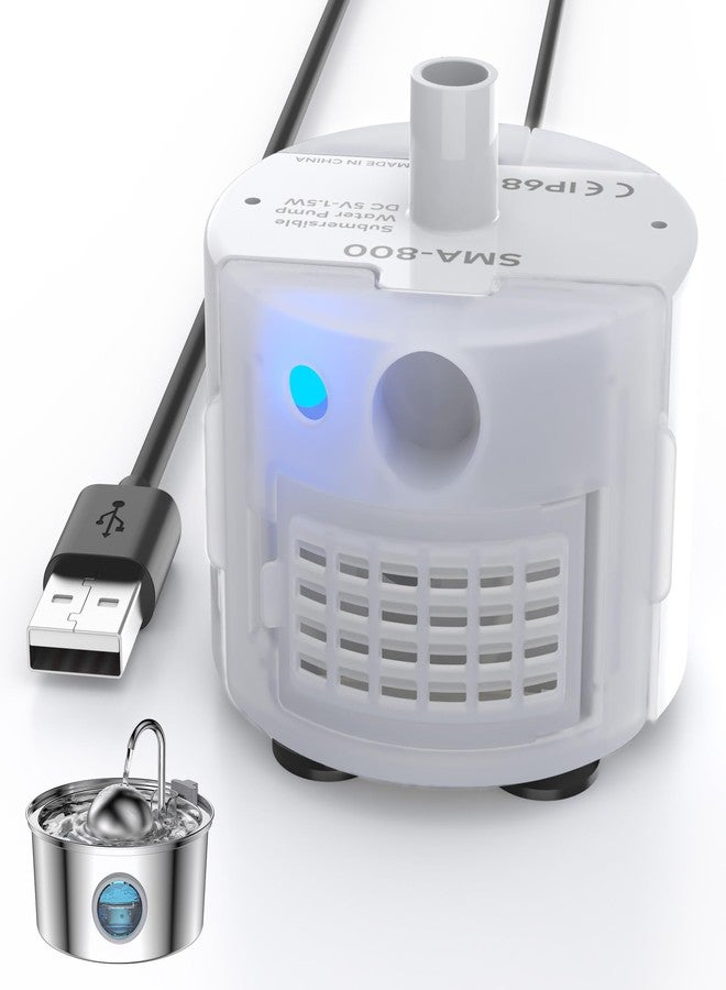 AONBOY Cat Water Fountain Pump with LED Light, USB Jack, Suitable for 108oz/3.2L Cat Fountain Stainless Steel(S3-SC), Ultra Quiet, Super Waterproof, Long Lifespan, Good After-Sales Service