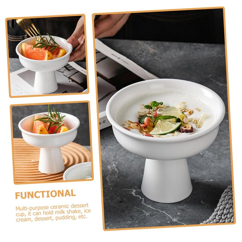 White Ceramic Dessert Bowl High Base 5 Inch Multi Use Serving Cup for Ice Cream Yogurt Fruit Salad - Image 5