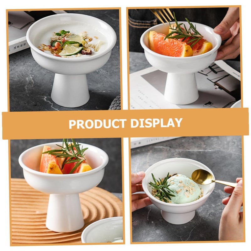 White Ceramic Dessert Bowl High Base 5 Inch Multi Use Serving Cup for Ice Cream Yogurt Fruit Salad - Image 4
