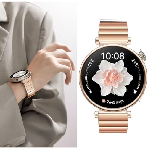 DEALELE Bands Compatible with Huawei Watch GT5 Pro 42mm / GT5 41mm / GT4 41mm / Fossil Q Venture Gen 4 / Women's Gen 5E 42mm / Women's Gen 6, 18mm Stainless Steel Metal Strap for Women, Rose gold - Image 4
