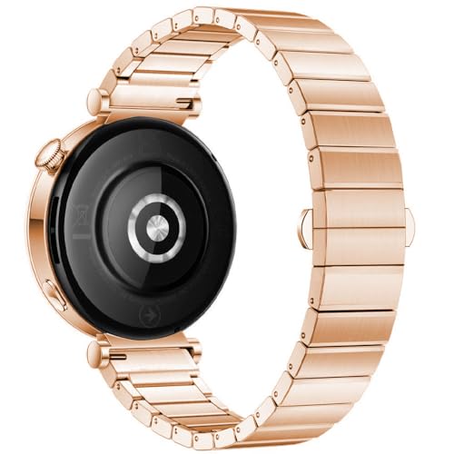 DEALELE Bands Compatible with Huawei Watch GT5 Pro 42mm / GT5 41mm / GT4 41mm / Fossil Q Venture Gen 4 / Women's Gen 5E 42mm / Women's Gen 6, 18mm Stainless Steel Metal Strap for Women, Rose gold - Image 2