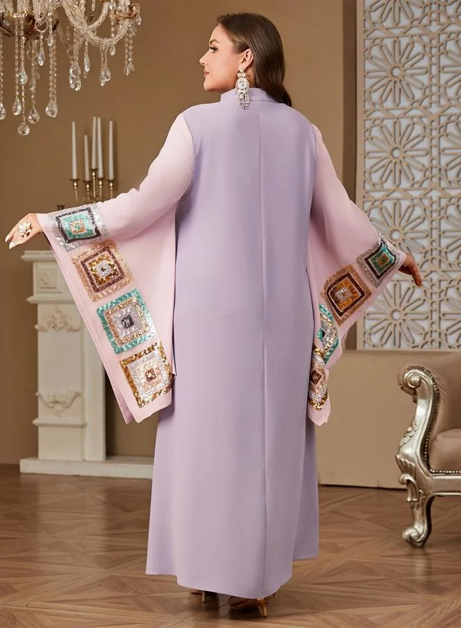 Take Two  Plus Size Sequin Patch Butterfly Sleeve Jalabiya for Women | Best Price UAE