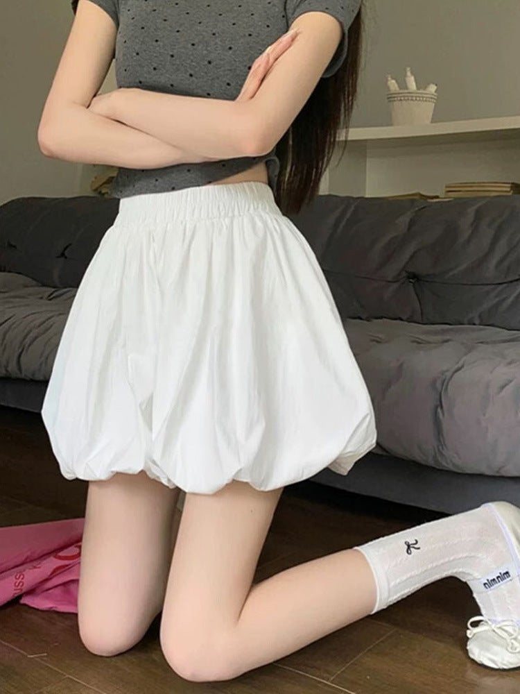 تنورة قصيرة بيضاء منتفخة على شكل A - Image 1