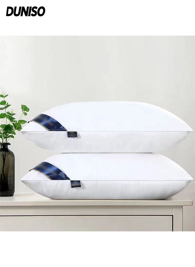 DUNISO 2 Piece Bed Pillows  for Deep Sleep，Hotel Style ,with washable Gusseted Pillow for Back, Stomach or Side Sleepers,Super Soft Microfiber Filled Pillows(74 x 48 cm) - Image 1
