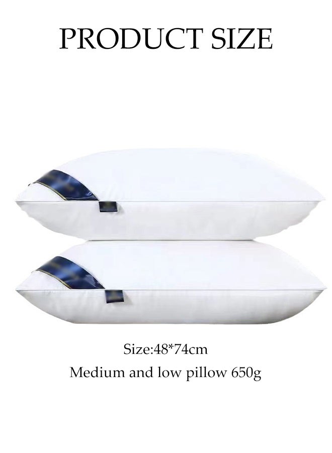 DUNISO 2 Piece Bed Pillows  for Deep Sleep，Hotel Style ,with washable Gusseted Pillow for Back, Stomach or Side Sleepers,Super Soft Microfiber Filled Pillows(74 x 48 cm) - Image 2