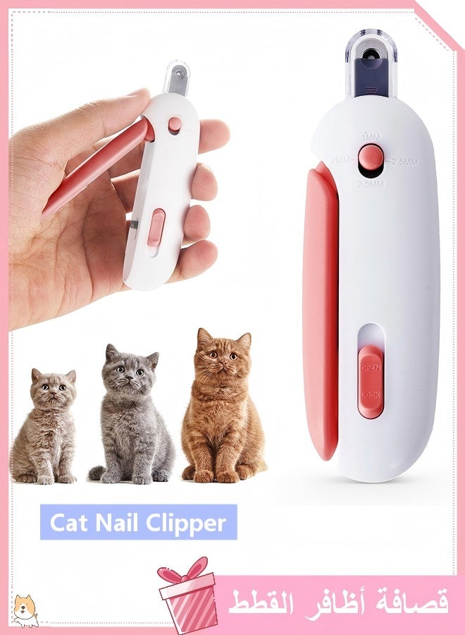 Cat Nail Clipper with Adjustable 3-Size Trimming Hole & Hidden Nail File | Safe Toenail Trimmer for Kittens & Indoor Cats | Anti-Splash Claw Cutter for Grooming (Pink) - Image 1