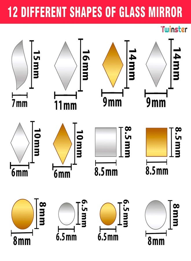 Twinster Mirrors for Craft Work (12 Different Shapes, 1800 Total Pieces) Lippan Art Craft Materials Kit Decorative Mirrors DIY Best Kit? - Image 5