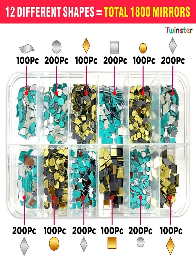 Twinster Mirrors for Craft Work (12 Different Shapes, 1800 Total Pieces) Lippan Art Craft Materials Kit Decorative Mirrors DIY Best Kit? - Image 4