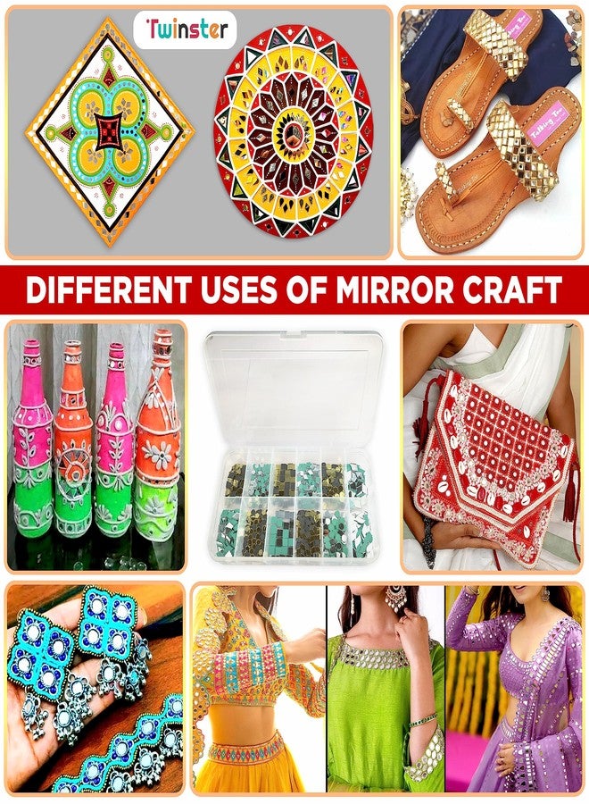 Twinster Mirrors for Craft Work (12 Different Shapes, 1800 Total Pieces) Lippan Art Craft Materials Kit Decorative Mirrors DIY Best Kit? - Image 2