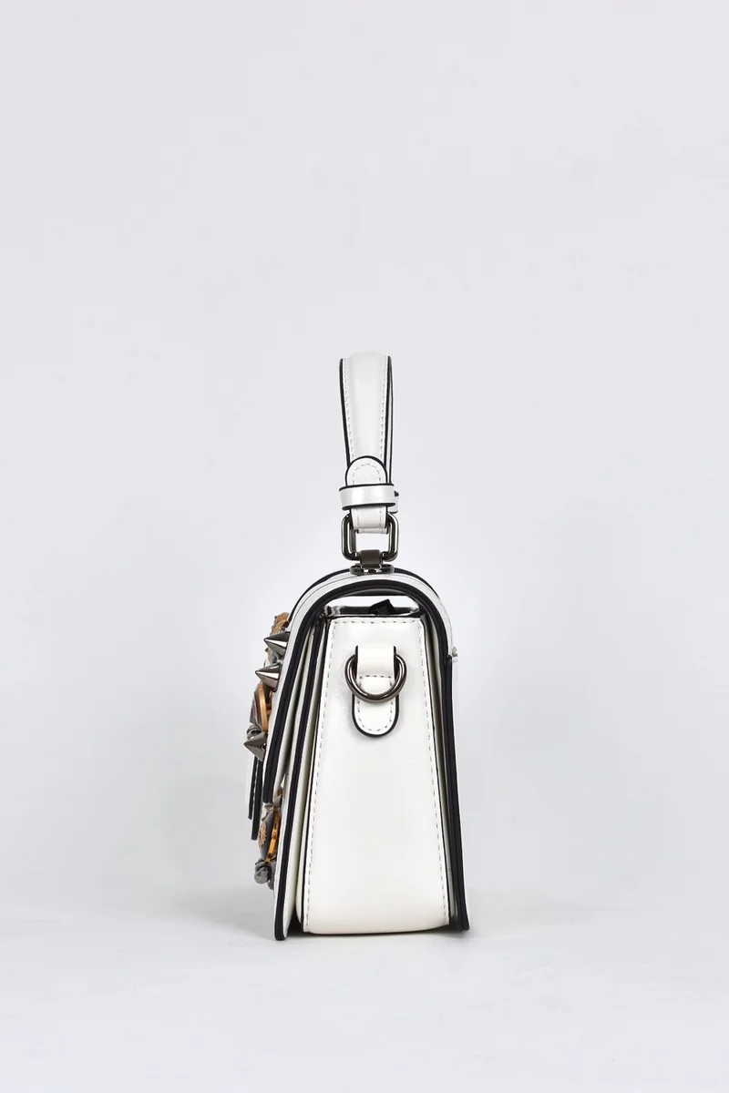 ايلاتي Women's Shoulder Strap Stone Evening Dress Daily Handbag White 17572