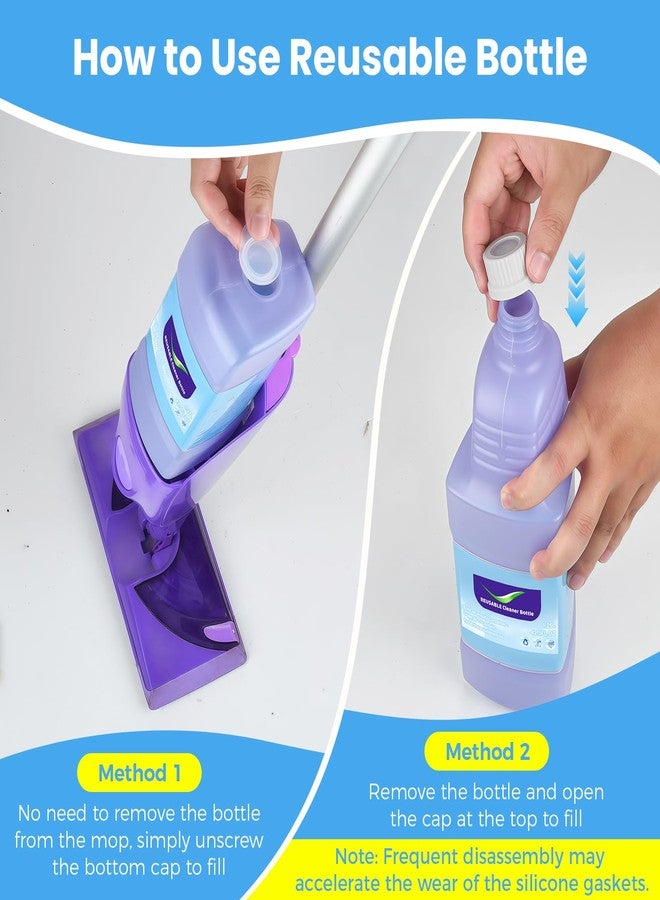 DrFlito Upgraded Refillable Bottle for Swiffer® Wet Jet™ Mop – 1250ml /42.3 FL OZ, Leak-Proof HDPE Solution Refill Bottle with 8 Silicone Gaskets & 1 Funnel,Easy Install for Use with Any Cleaning Solution - Image 4