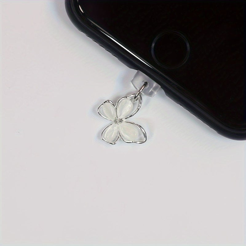 Transparent Grey Crystal Cat Eye Butterfly Dust Plug Phone Pendant Accessory Decoration Type C Port - Image 5