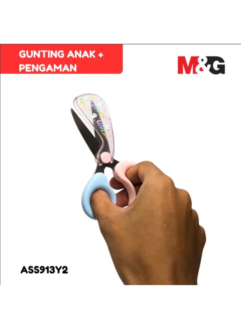 M&G ChenguangScissors Anak Unicorn Series Pemotong Warna Pastel 120mm 4.75inch - No: ASS913Y2 - Image 1