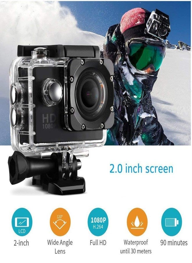 VYNEX HD 2K Action Camera | Waterproof Sports Camcorder with Wide-Angle Lens | Outdoor Adventure Camera with Mount for Biking, Hiking, Surfing & Travel Recording - Image 4