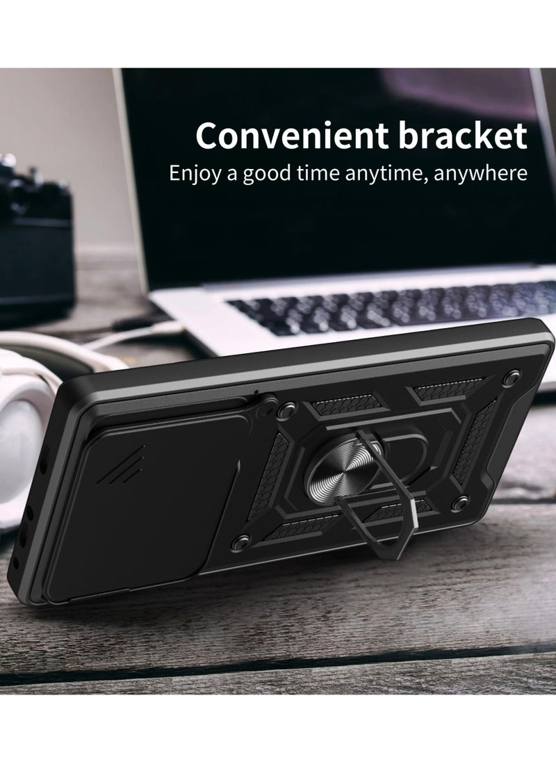 Generic - Case Cover for Infinix GT20 Pro 5G, Slide Camera Lens Cover + 360°Rotating Kickstand Ring + Support Magnetic Car Mount Shockproof Mobile Phone Case Black - Image 1
