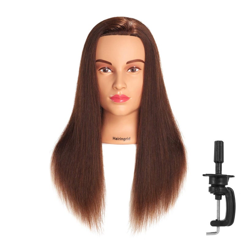 Hairingrid Mannequin Head 2022 100 Human Hair Hairdresser Cosmetology Mannequin Manikin Training Head Hair and Free Clamp Holder 1907LB0414A
