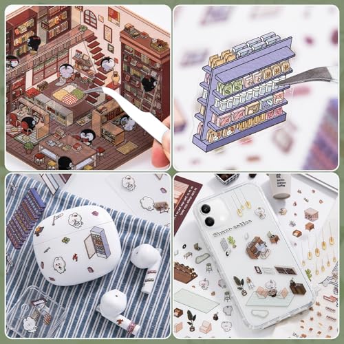 Draupnir ملصقات منزلية ثلاثية الأبعاد DIY، مجموعة 4 ملصقات ممتعة DIY لصنع منزلك الدافئ، سوبر ماركت، مقهى، بار موسيقي، ملصق مشهد كرتوني ثلاثي الأبعاد لطيف للكبار والأطفال لتخفيف التوتر وقضاء الوقت - Image 3