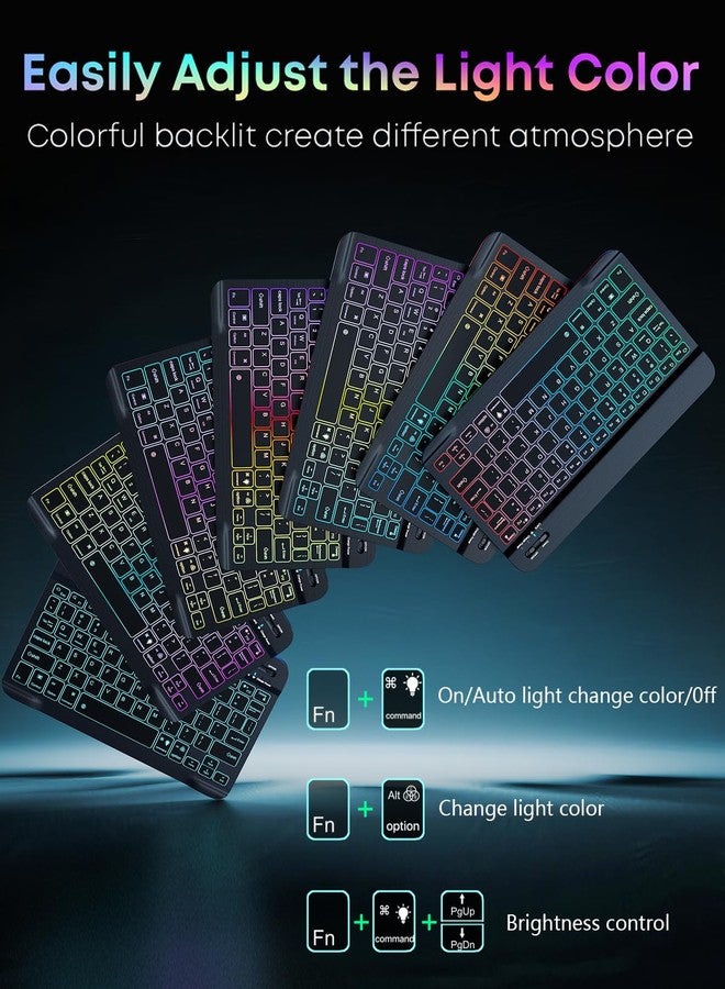 SAMTUNK Case Keyboard for Samsung Galaxy Tab S10+ Plus / S9 FE+ Plus / S9+ Plus / S8+ Plus / S7 FE / S7+ Plus 12.4 inch - 7 Color Rainbow Backlit Magnetic Keyboard with S Pen Holder with Mouse - Black - Image 3